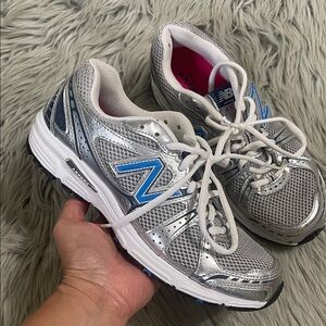 New Balance running  480 Silver and Blue Athletic Shoes